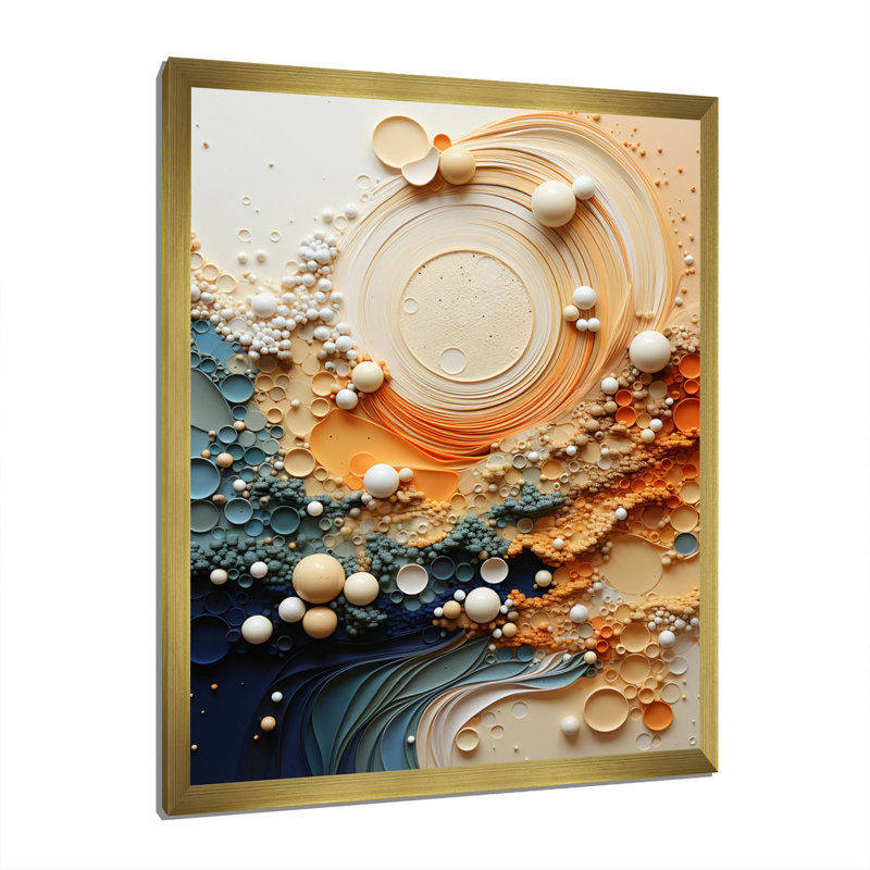 Serene Sands II - Abstract Collages, art mural sur toile, H 32 po x l 24 po x P 1 po, Encadrement doré