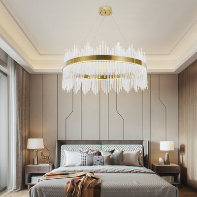 Lustre unique à DEL avec détails en cristal Esiquio sans télécommande