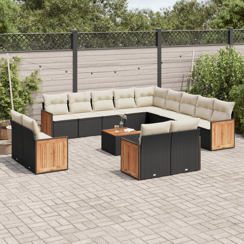  Garden Sofa Set Black, Cream White Cushion/Black Frame