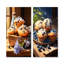 «Blue Fresh Muffin Morning - Desserts», ensemble de 2 reproductions d'art mural-1345758445-1345758447