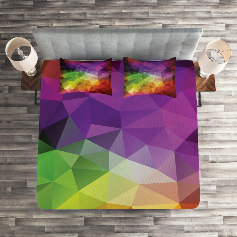 Geometric Shapes Coverlet, King Bedspread + 2 Shams