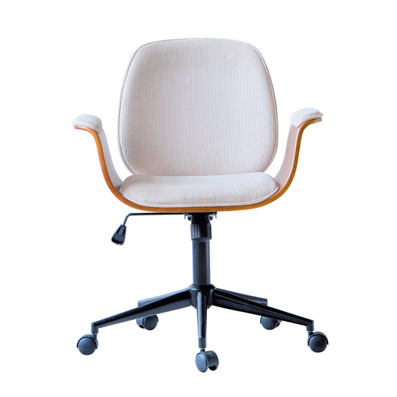 Chaise de bureau Tyner, Velours côtelé, Beige