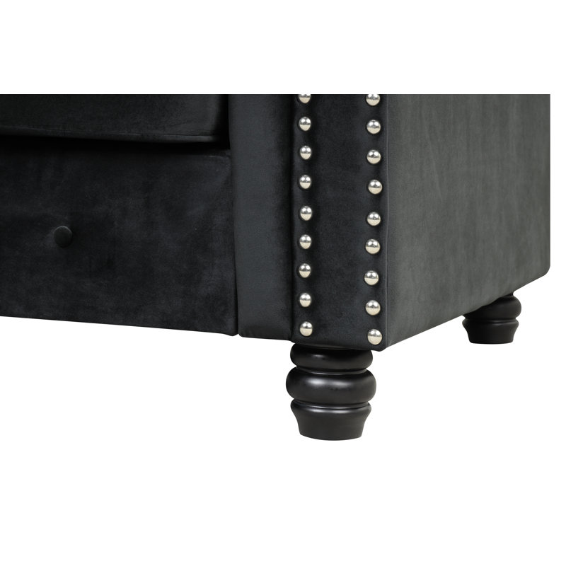Fauteuil en lin touffeté 39 po, Noir
