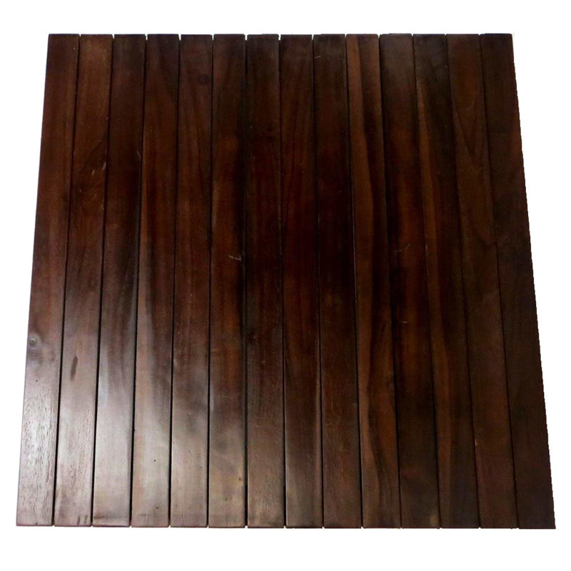 Large Brown Teak Rectangle Shower Mat, 30'' x 20''