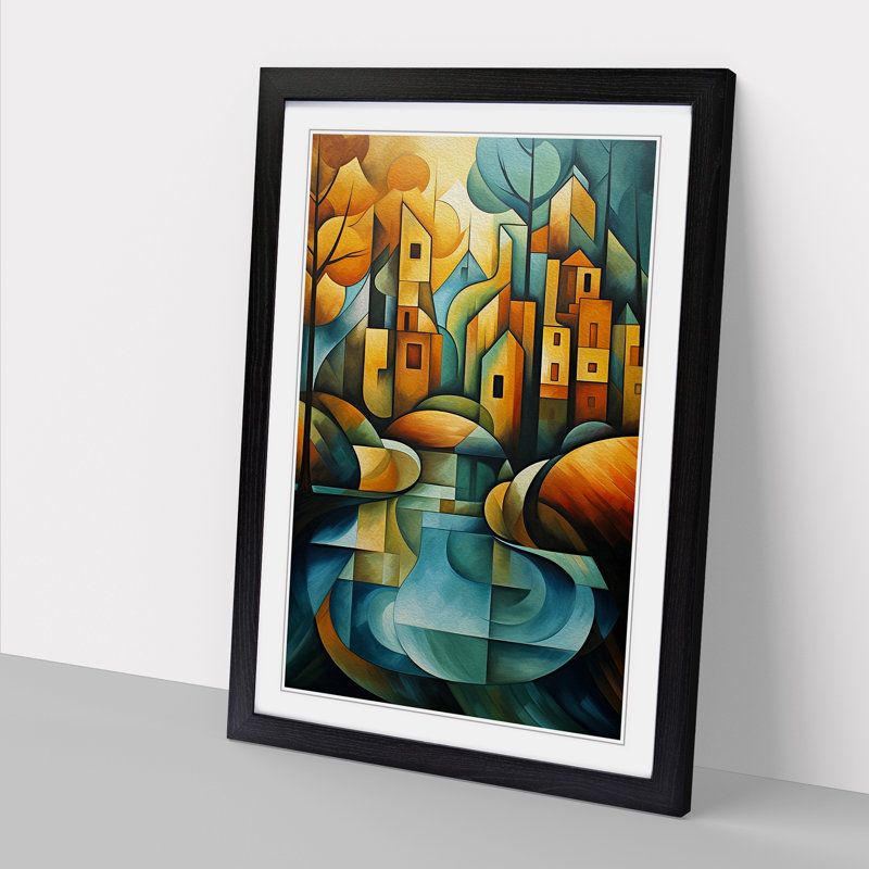 River Cubism - Framed Print, Black, 46cm H x 34cm W x 2cm D