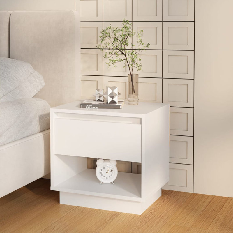  Ensemble de 2 tables de chevet en bois d'ingénierie blanc moyen