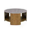 Table basse, matériau mixte rond avec tablette