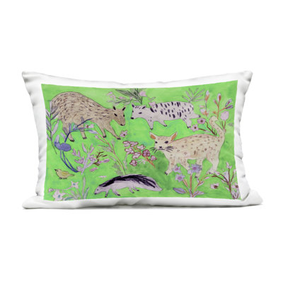 Quirky Meadow Wildlife Outdoor Printed Pillow design by Melissa Wang
