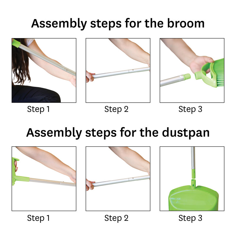 PortoTrash Large Green Extendable Broom and Dustpan Set