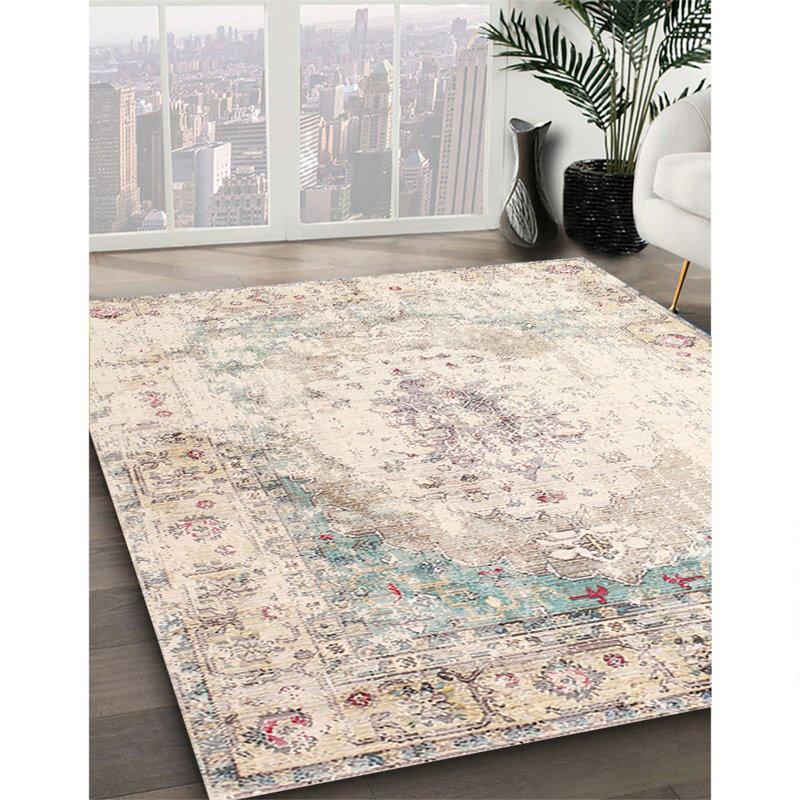 Tapis bleu / beige Atsabe, Rectangle 7 pi x 9 pi