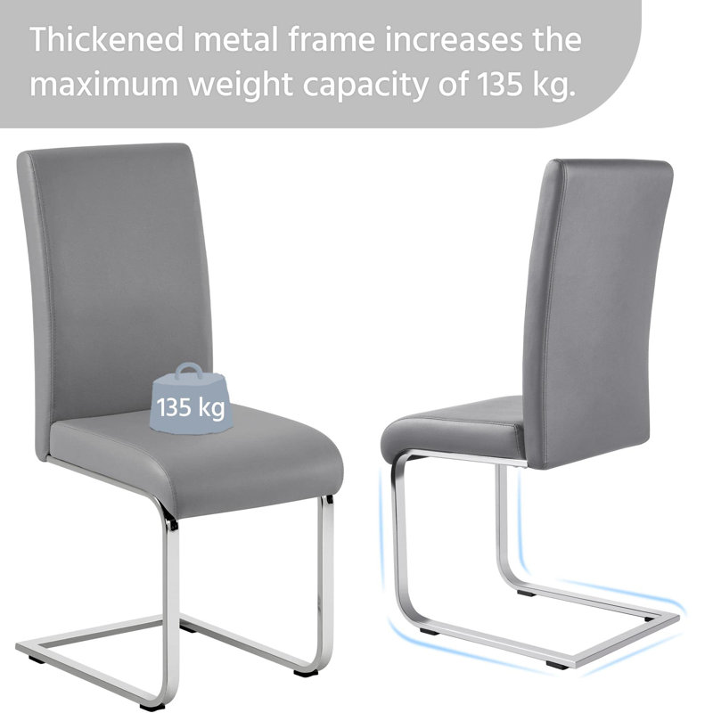 50cm H Tufted Upholstered Metal Full Back Parsons Chair, Light Grey