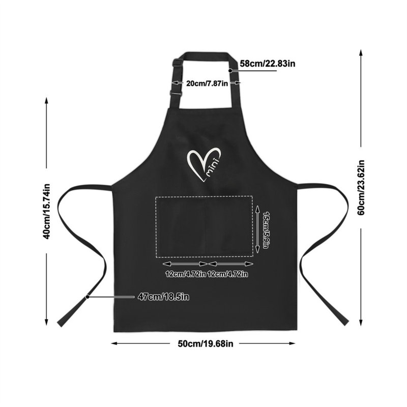 Polyester Bib Apron, 23.6" L x 19.7" W, Black
