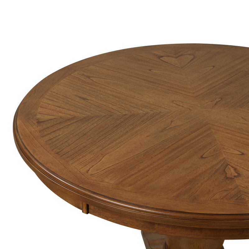 Table de salle à manger Dinie, base tournée classique, bois de châtaignier brun, 48 po