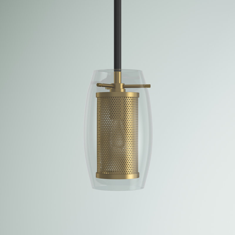 1 - Light Single Geometric Pendant in Warm Brass/Bronze, Warm Brass/Bronze
