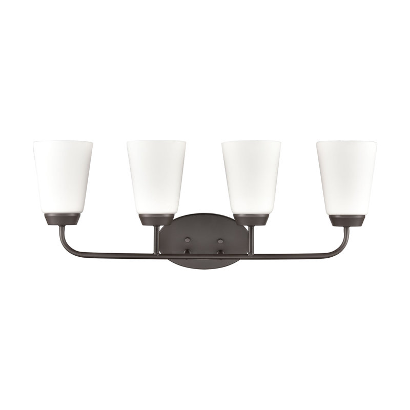 Éclairage pour salle de bain 4 lumières 28 po Crafton - Bronze huilé, H 10 po x l 28 po x P 6 po, Bronze frotté à l'huile