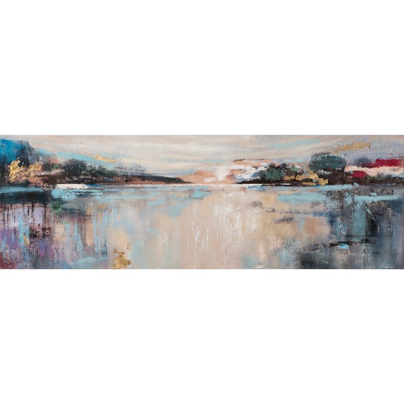 Abstract Lake View - Wrapped Canvas Painting