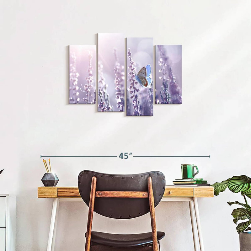 Lavender Flower Wall Art Multi Piece Canvas Print, H 22 po x l 36 po x P 1 po