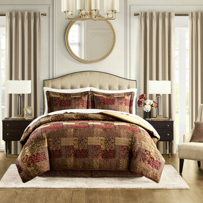 Édredon grand brun 4 pièces - Nettoyage à sec et taies décoratives, lavable à la machine, pièce de style classique, agencement de couleurs élégant