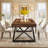 63‘’ Rectangular Dining Table, Farmhouse Kitchen Table With Sturdy Metal Legs