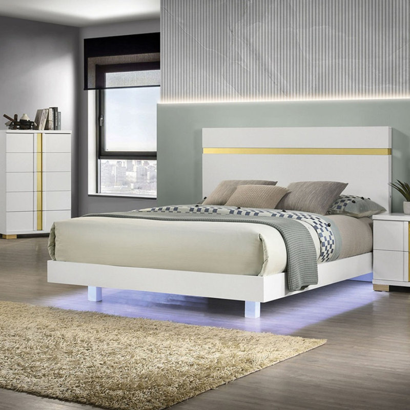 Cadre de lit 1pc, Blanc / Blanc, Grand lit