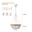Lustre 22 po en bois perlé de style campagnard - Blanc rustique et luminaire suspendu en chêne pour décor de salle à manger, d'îlot de cuisine ou de chambre à coucher