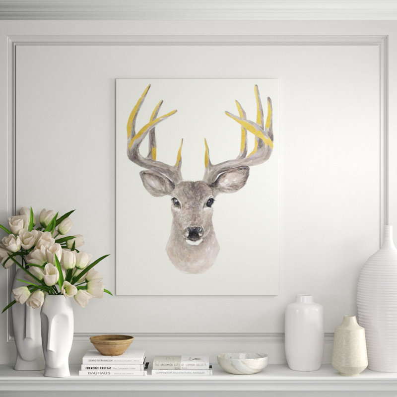 Deer Forest Print by Sara Brown, Gilded Gold, 48" H x 36" W x 1.5" D