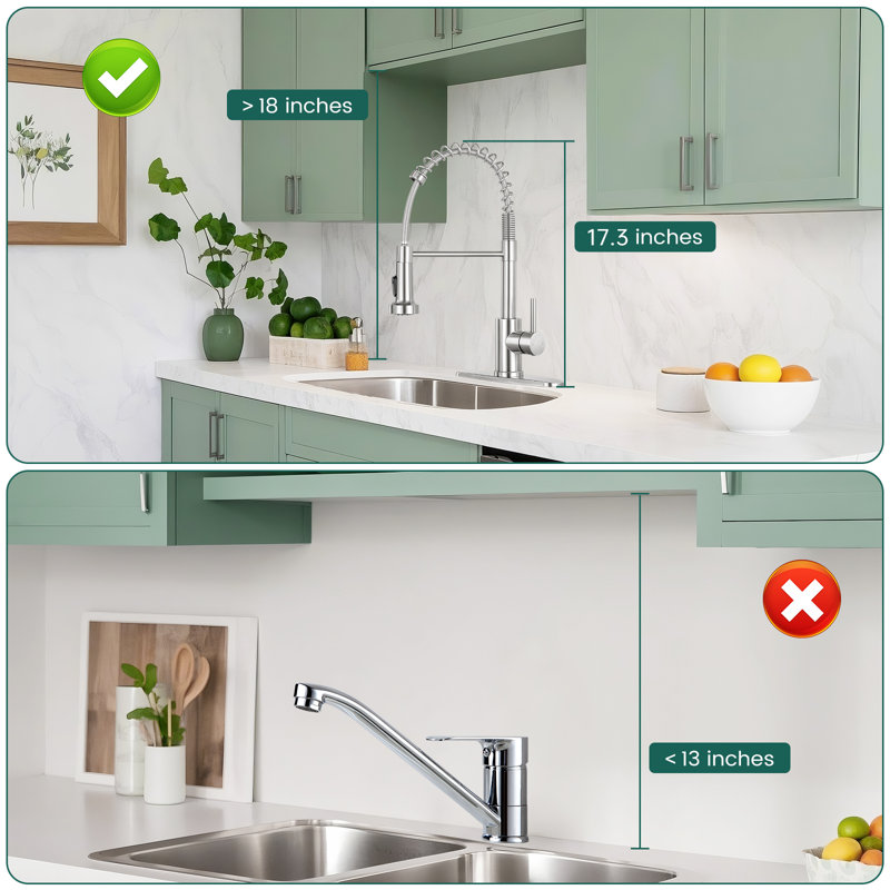 Single handle kitchen faucet with two pull-down water outlet modes, Brushed Nickel