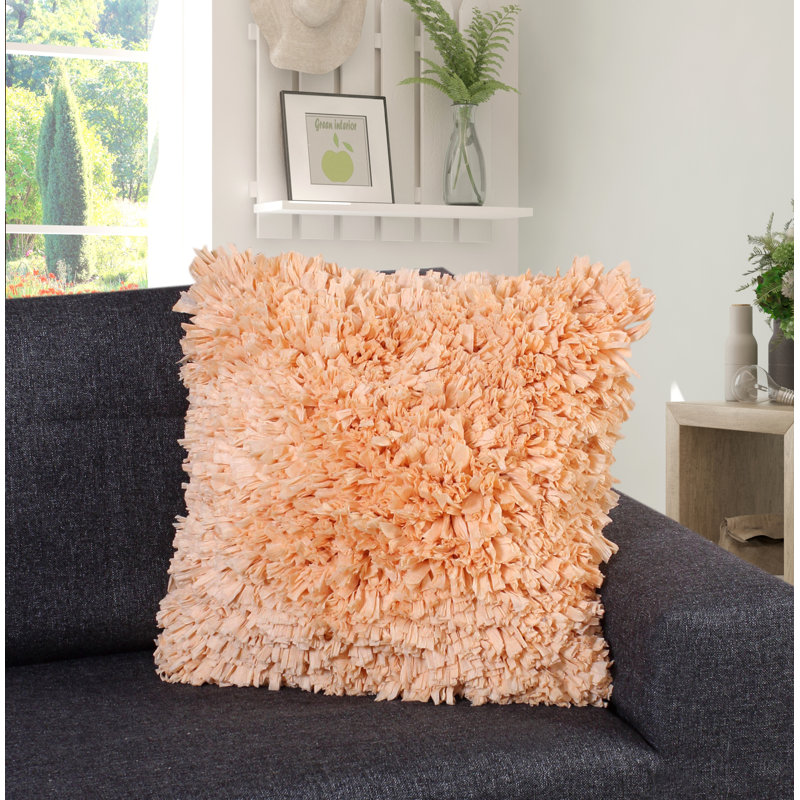 Coussin décoratif en coton, Orange, 18 po x 18 po