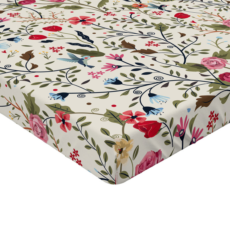 Drap-housse orange Ambesonne, Floral beige / rose, Drap-housse pour lit simple TG
