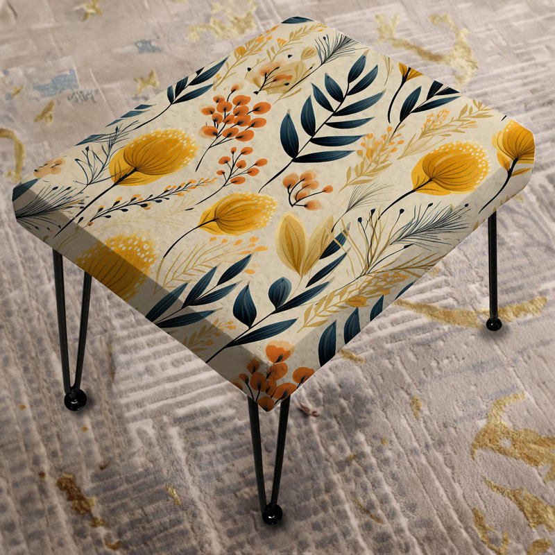 Botanical Flowers Rustic Charm II - Botanical Rectangle Ottoman