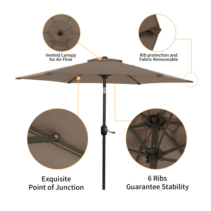 Parasol Sawyer, Taupe, 84.6" H x 90" W x 90" D