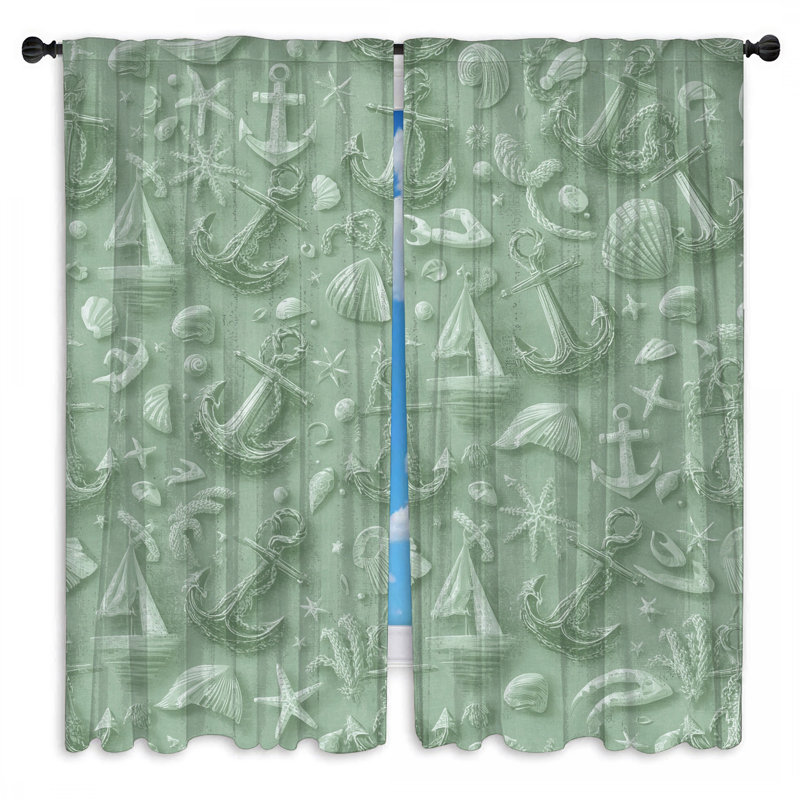 Anchors coquillages, voilages et voilages nautiques - 2 panneaux, 56 po x 76 po - 2 panneaux, Transparent