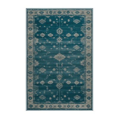 Machine Washable Overdyed Blue Area Rug