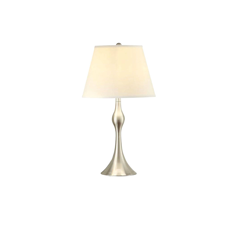 Beige And Brushed Nickel 3-Piece Lamp Set