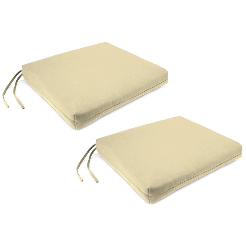 19" x 17" Outdoor Seat Cushion with Ties (Set of 2), Beige