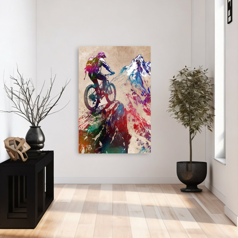 Montagne, sommet de motard coloré, paysage abstrait, montagne, art mural, H 48 po x l 32 po