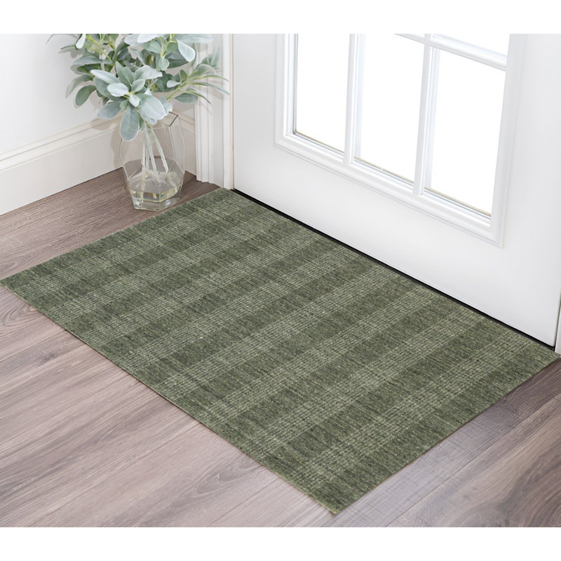 Tapis tissé à la main 2 pi x 3 pi gris et ivoire en laine