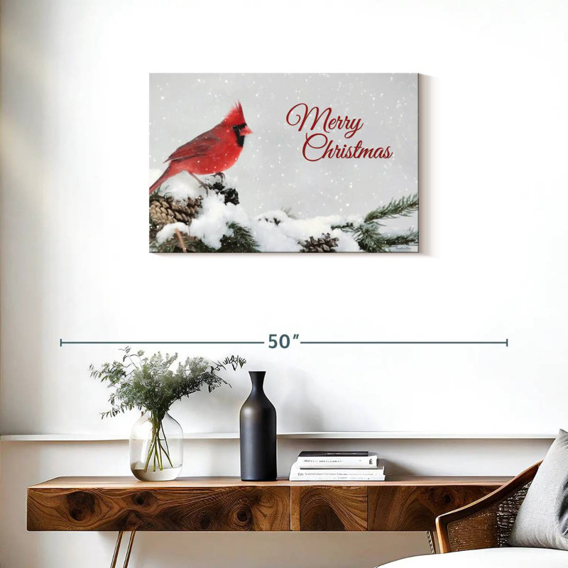 Cardinal Lelend Merry Christmas, H 20 po x l 30 po