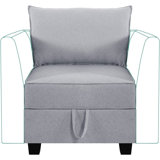 Borgar Middle Module with Storage Accent Armless Chair for Modular Sofa Customizable Sectional Sofa