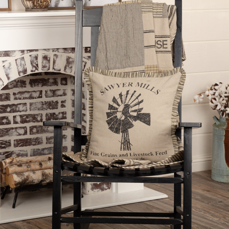 Housse et insert de coussin 100% coton Sawyer Mill Square, Kaki / Asphalte