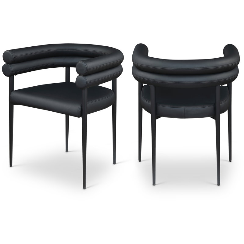 Lavina Cilton Vegan Leather Dining Chair, Black Vegan Leather