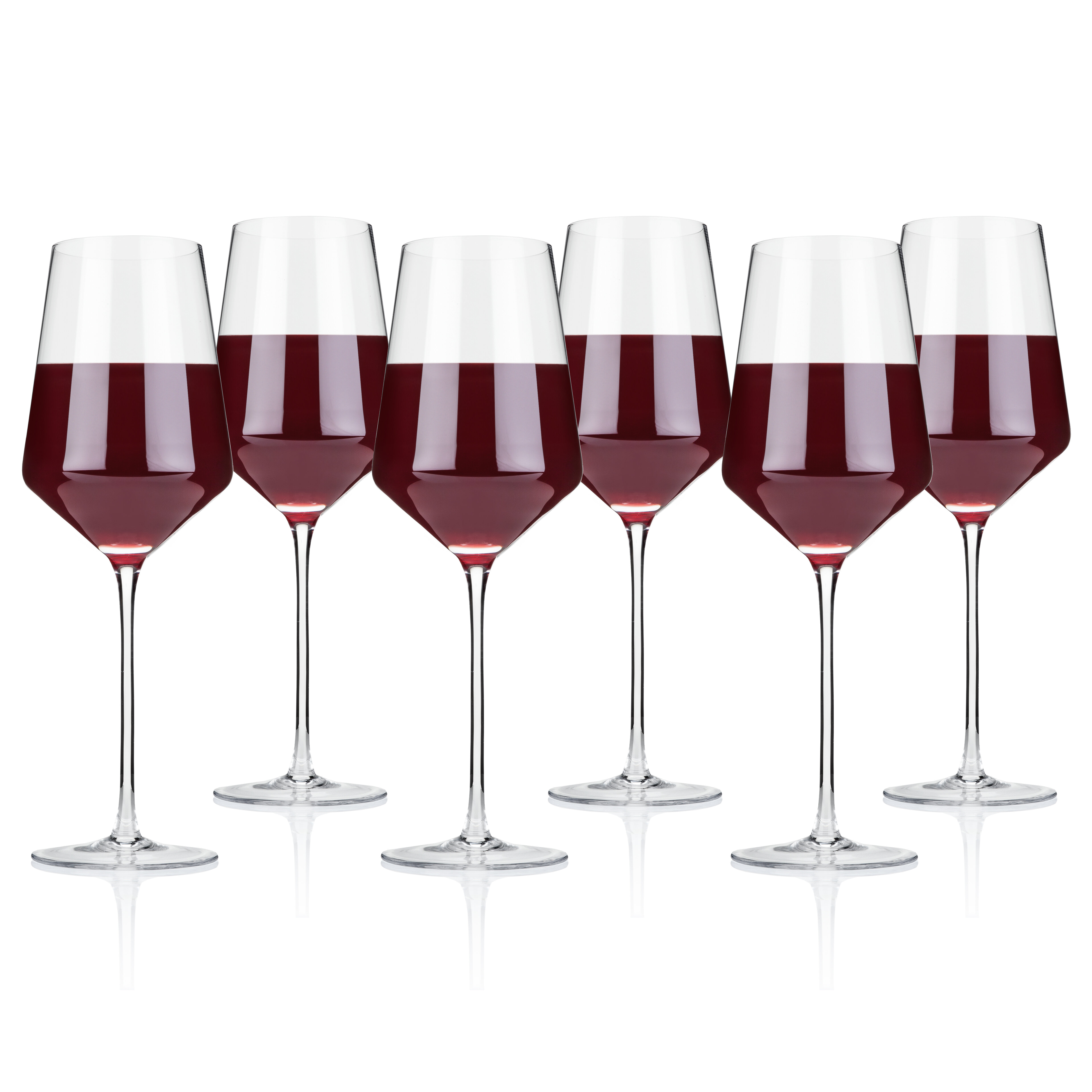 Viski Raye Angled Bordeaux Stemmed Red Wine Glasses with Gold