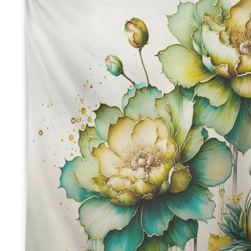 Tapisserie en polyester jonquilles vertes, H 50 po x l 60 po