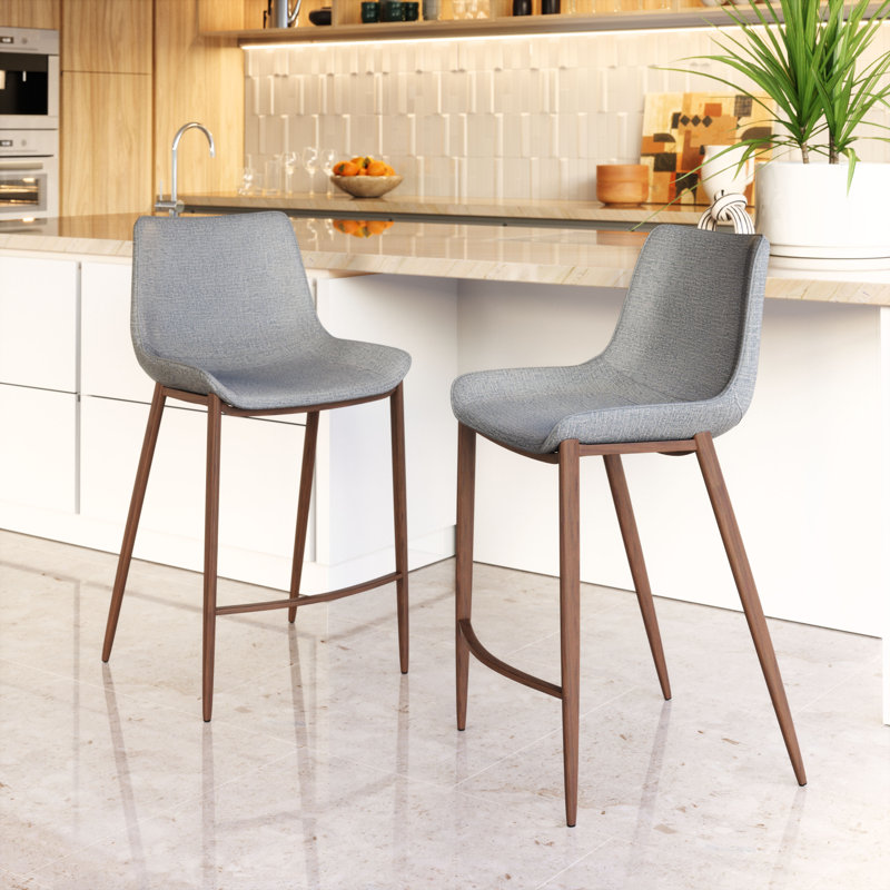 Tabouret de bar Hostetter (ensemble de 2), Gris, Tabouret de comptoir (siège d'une hauteur de 25,8