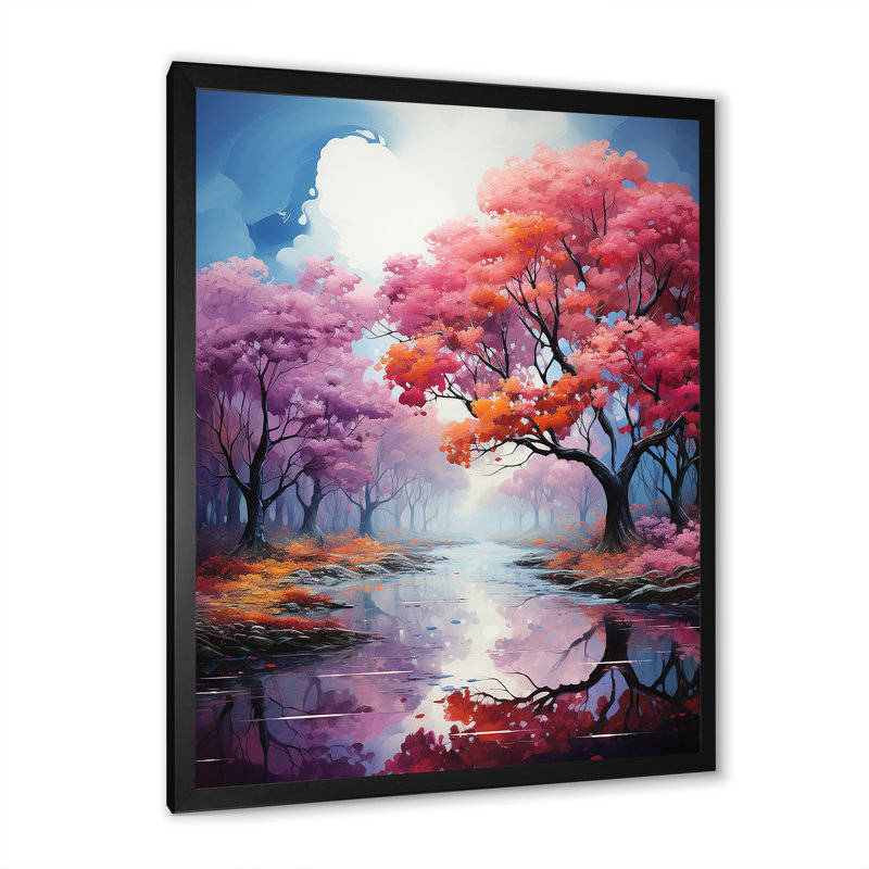 Mystic Forest Sunlight I - Rainbow, impression d'art mural, Cadre photo noir simple, H 20 po x l 12 po x P 1 po