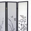 Cloison 70 pouces à 3 panneaux de hauteur / motif floral avec finition noire