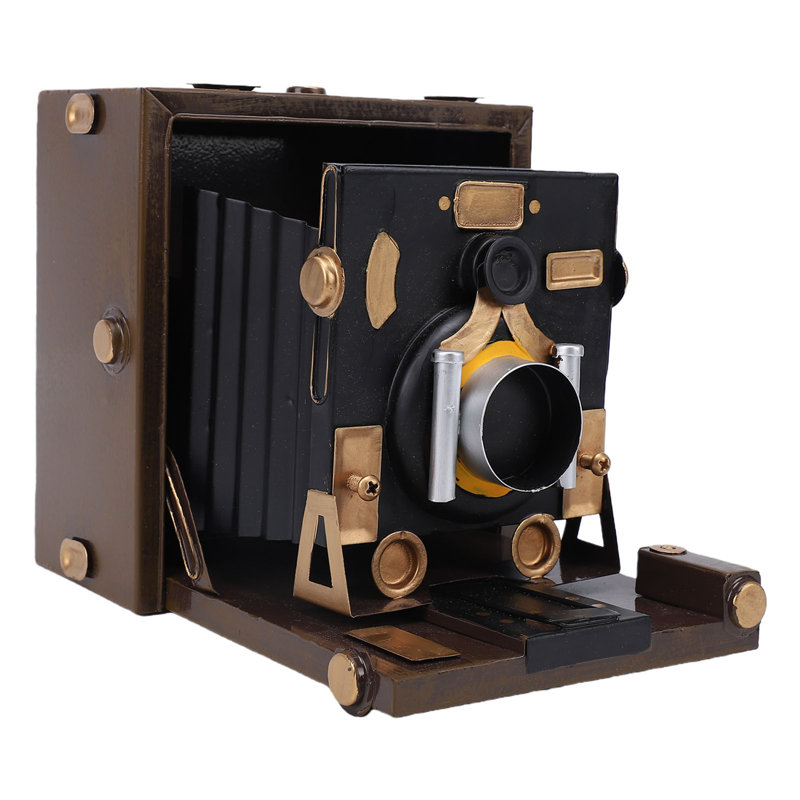 Accessoire de présentation antique en métal pour appareil photo rétro