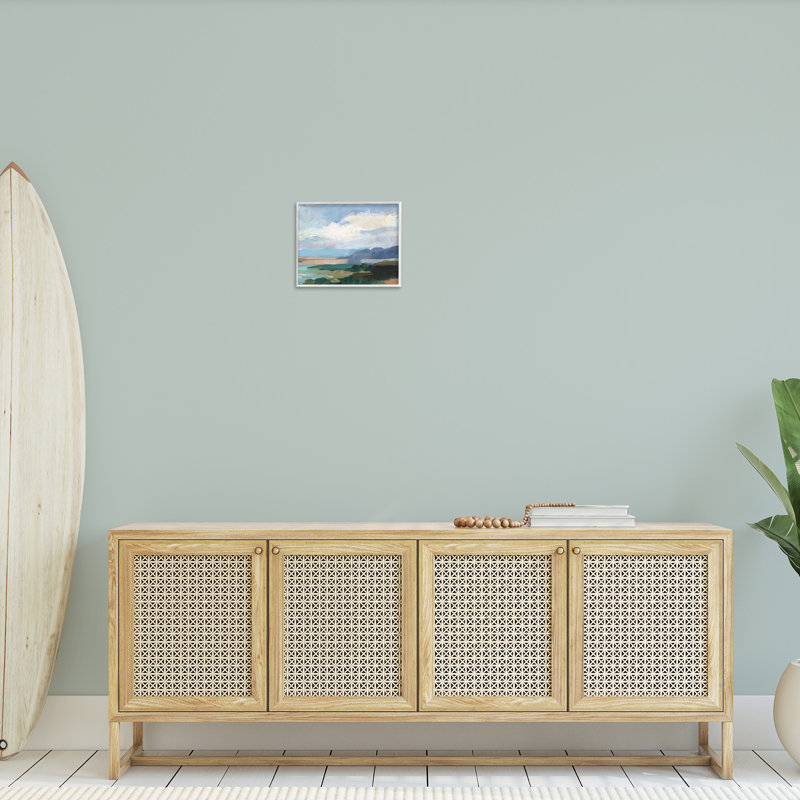 Art traditionnel giclée sur une plage nuageuse traditionnelle par Ethan Harper, Giclée encadrée blanc bord de mer