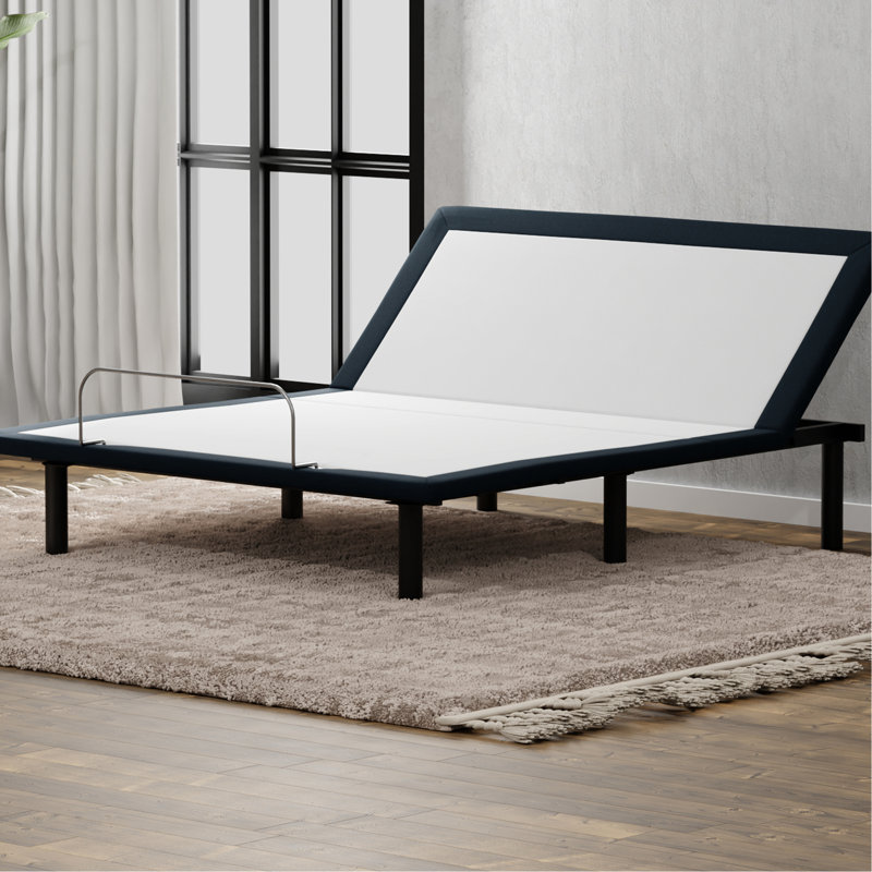 Metal Adjustable Base Full Bed In Grey, Head Up Option Through Wired Remote, Alleviate Joint Discomfort, 74.43 In. D, 51.47 W, 14.98 H, 80.94 Lb Grey Metal, Operation, Remote Included, Reduce Depth,