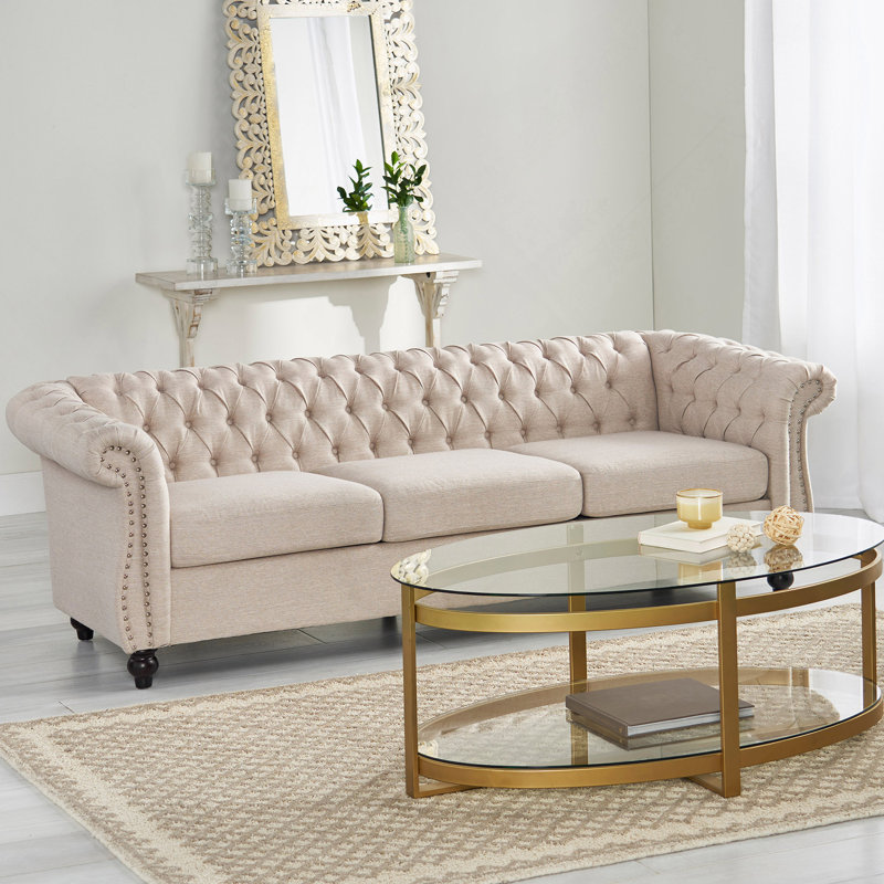 Comfortable Three-Seater Sofa with Stylish Design for Home Decoration, Beige